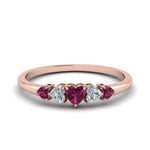 Load image into Gallery viewer, heart-diamond-graduated-5-stone-pink-sapphire-wedding-ring-in-rose-gold-FD8898GSADRPI-NL-RG
