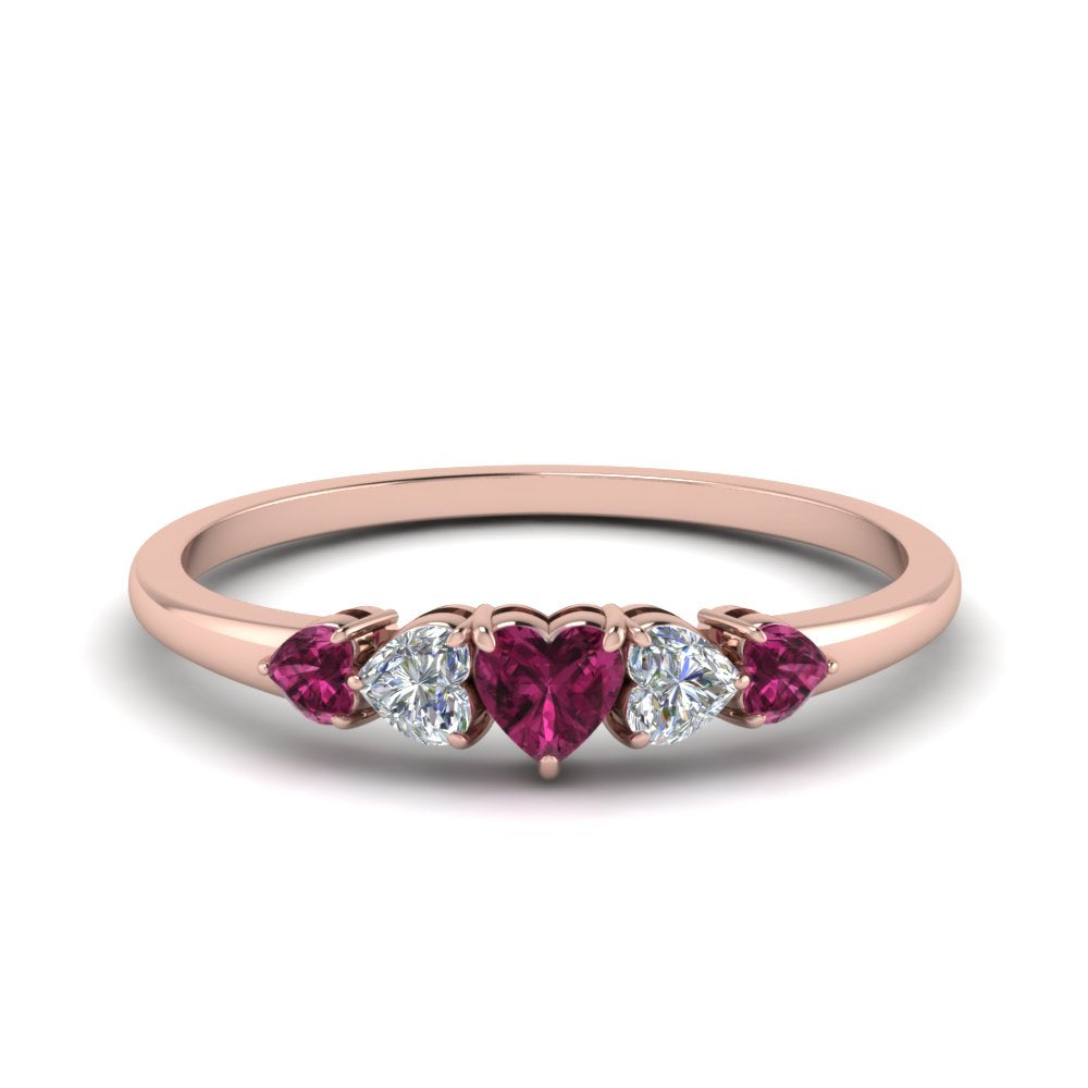 heart-diamond-graduated-5-stone-pink-sapphire-wedding-ring-in-rose-gold-FD8898GSADRPI-NL-RG