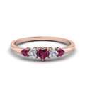 Thumbnail 24 - heart-diamond-graduated-5-stone-pink-sapphire-wedding-ring-in-rose-gold-FD8898GSADRPI-NL-RG