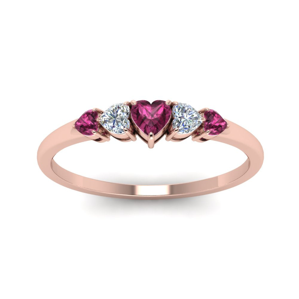heart-diamond-graduated-5-stone-pink-sapphire-wedding-ring-in-rose-gold-FD8898GSADRPI-NL-RG