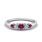 Load image into Gallery viewer, heart-diamond-graduated-5-stone-pink-sapphire-wedding-ring-in-white-gold-FD8898GSADRPI-NL-WG

