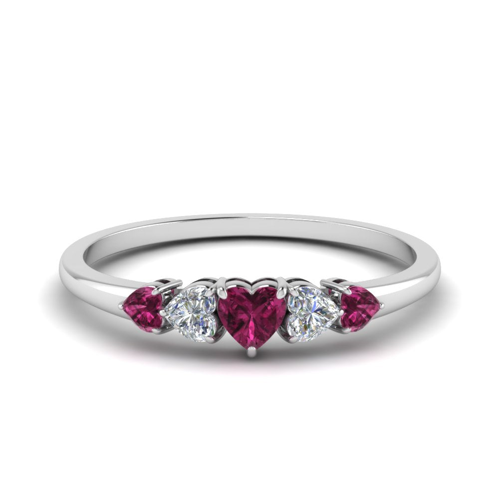 heart-diamond-graduated-5-stone-pink-sapphire-wedding-ring-in-white-gold-FD8898GSADRPI-NL-WG