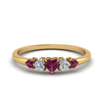 Load image into Gallery viewer, heart-diamond-graduated-5-stone-pink-sapphire-wedding-ring-in-yellow-gold-FD8898GSADRPI-NL-YG
