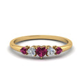 Thumbnail 27 - heart-diamond-graduated-5-stone-pink-sapphire-wedding-ring-in-yellow-gold-FD8898GSADRPI-NL-YG