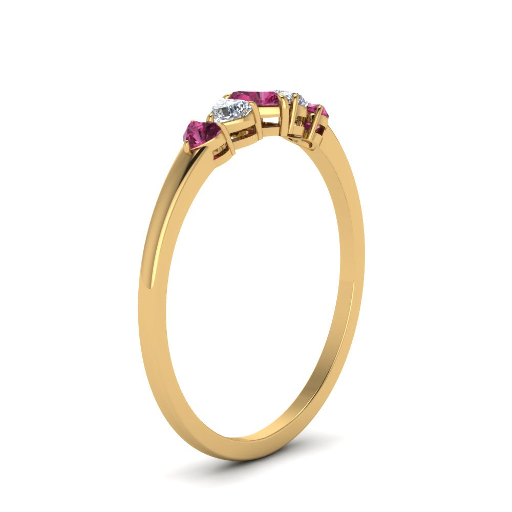 heart-diamond-graduated-5-stone-pink-sapphire-wedding-ring-in-yellow-gold-FD8898GSADRPIANGLE2-NL-YG