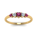 Thumbnail 28 - heart-diamond-graduated-5-stone-pink-sapphire-wedding-ring-in-yellow-gold-FD8898GSADRPI-NL-YG