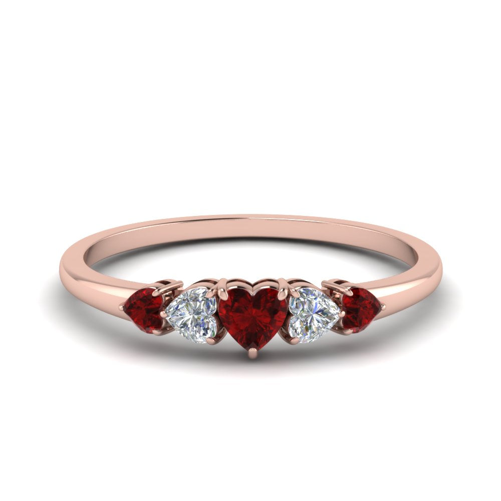 heart-diamond-graduated-5-stone-ruby-wedding-ring-in-rose-gold-FD8898GRUDR-NL-RG