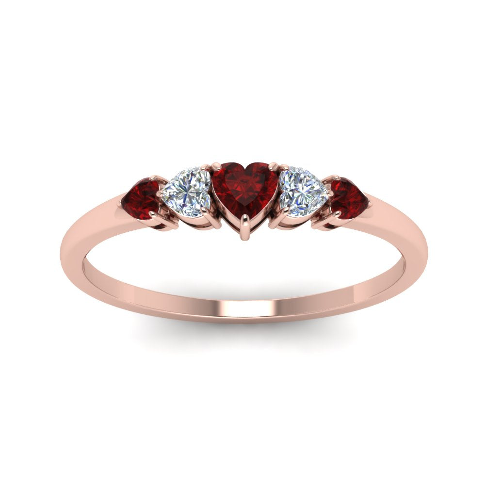 heart-diamond-graduated-5-stone-ruby-wedding-ring-in-rose-gold-FD8898GRUDR-NL-RG