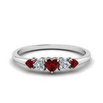 Load image into Gallery viewer, heart-diamond-graduated-5-stone-ruby-wedding-ring-in-white-gold-FD8898GRUDR-NL-WG
