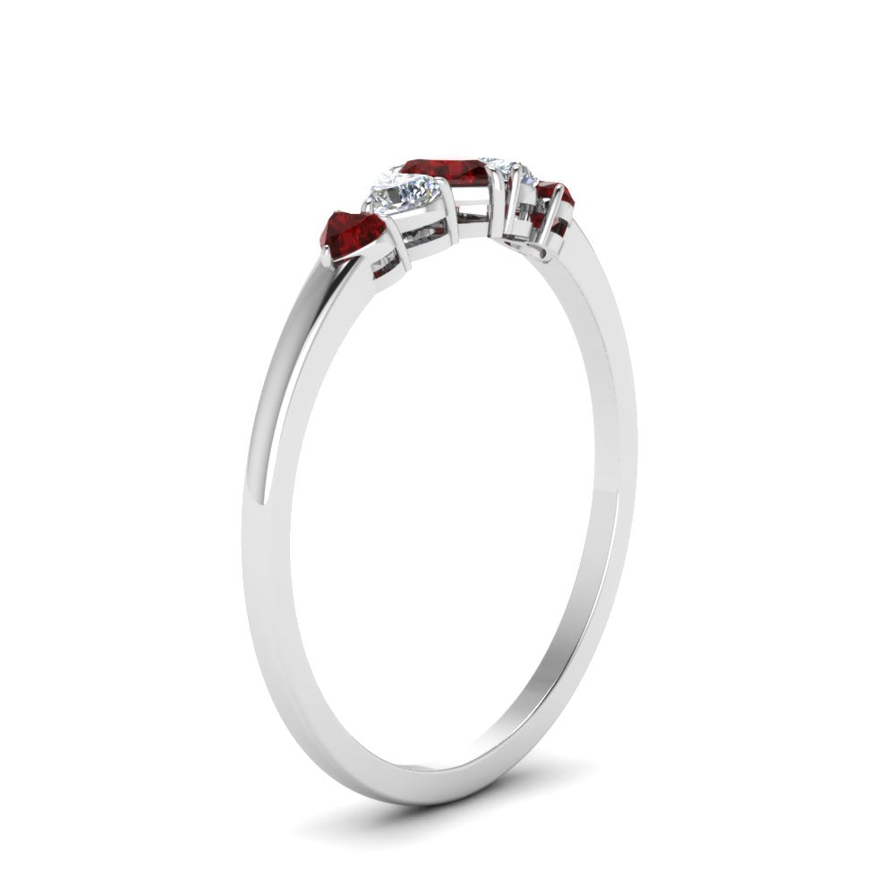 heart-diamond-graduated-5-stone-ruby-wedding-ring-in-white-gold-FD8898GRUDR-NL-WG