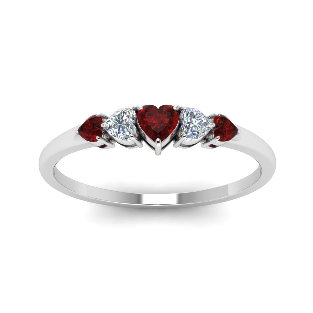 heart-diamond-graduated-5-stone-ruby-wedding-ring-in-white-gold-FD8898GRUDR-NL-WG