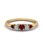 Load image into Gallery viewer, heart-diamond-graduated-5-stone-ruby-wedding-ring-in-yellow-gold-FD8898GRUDR-NL-YG
