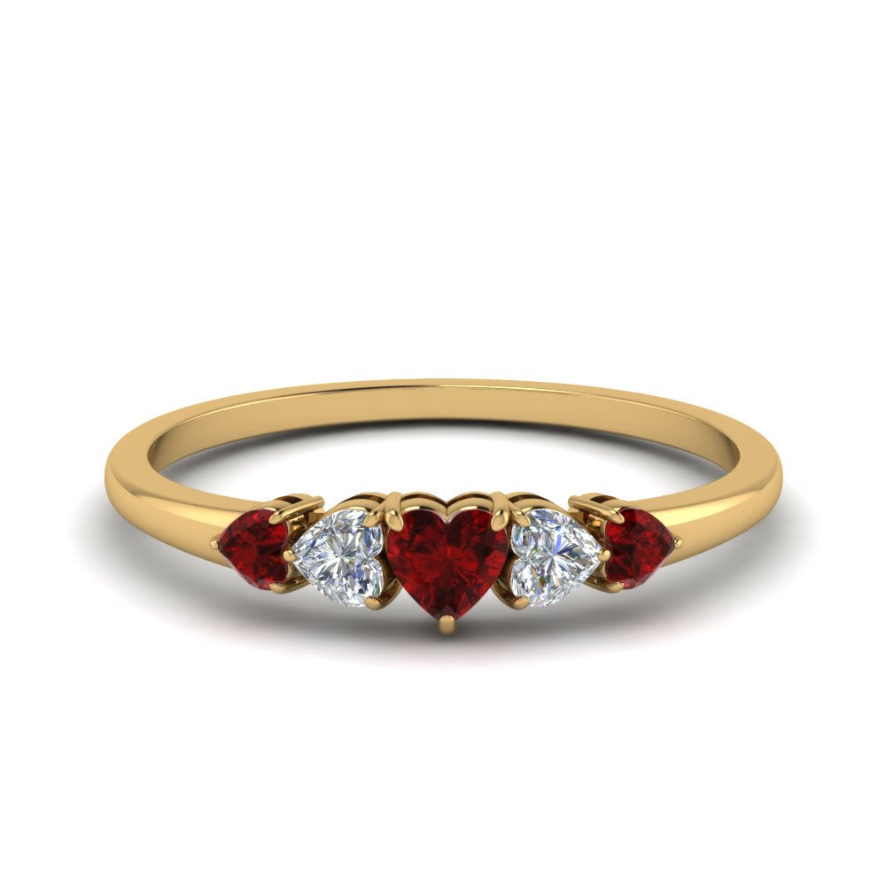 heart-diamond-graduated-5-stone-ruby-wedding-ring-in-yellow-gold-FD8898GRUDR-NL-YG