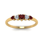 Load image into Gallery viewer, heart-diamond-graduated-5-stone-ruby-wedding-ring-in-yellow-gold-FD8898GRUDR-NL-YG
