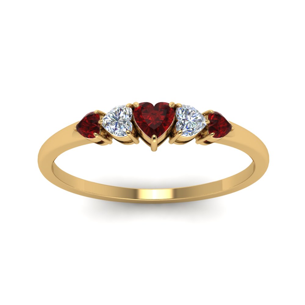 heart-diamond-graduated-5-stone-ruby-wedding-ring-in-yellow-gold-FD8898GRUDR-NL-YG