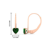 Load image into Gallery viewer, heart-emerald-solitaire-earrings-1-carat-leverback-in-rose-gold-FD-EAR9225HTGEMGR-1.00 CT-NL-RG
