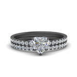 Load image into Gallery viewer, heart-pave-wrap-wedding-ring-set-in-black-gold-in-FD9168HTANGLE3-NL-BG
