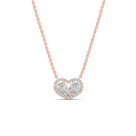 Twin Pear Shaped Diamond Heart Halo Pendant