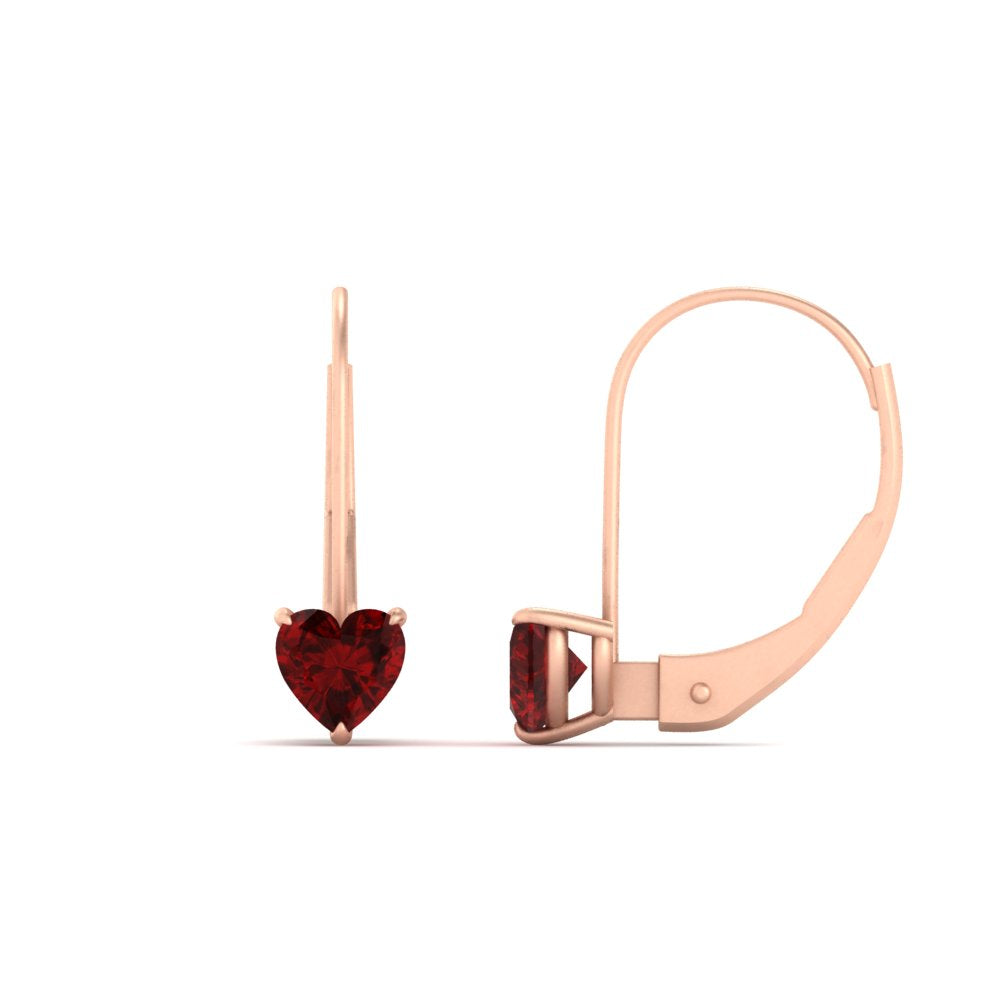 heart-ruby-solitaire-earrings-1-carat-leverback-in-rose-gold-FD-EAR9225HTGRUDR-1.00 CT-NL-RG
