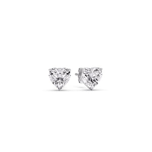 3 Prong Heart Shaped Diamond Solitaire Stud Earring in Basket Setting