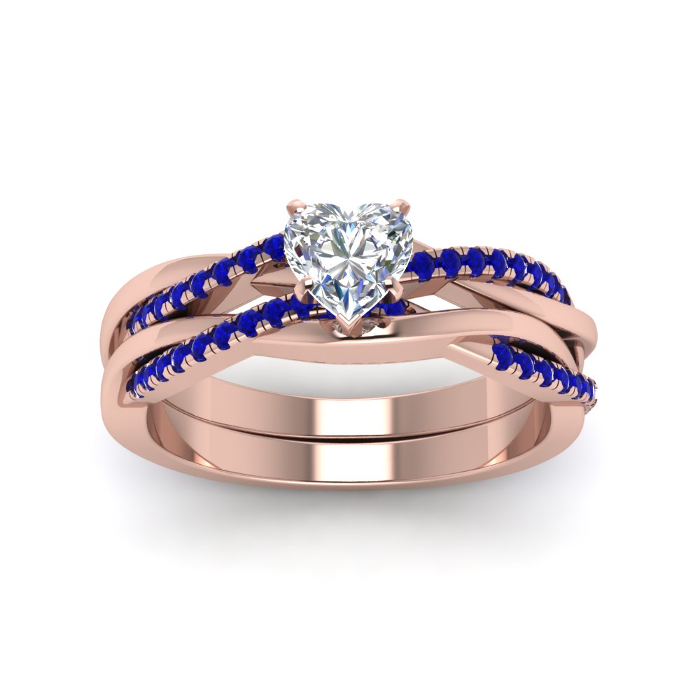 heart-shaped-Infinity-twist-diamond-matching-bridal-set-with-blue-sapphire-in-14K-rose-gold-FD8253HTGSABL-NL-RG