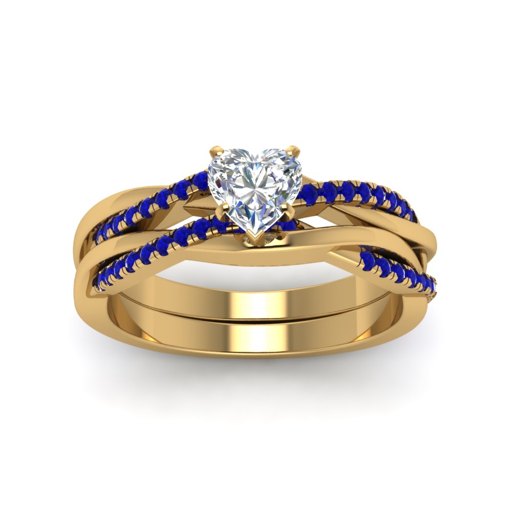 heart-shaped-Infinity-twist-diamond-matching-bridal-set-with-blue-sapphire-in-14K-yellow-gold-FD8253HTGSABL-NL-YG