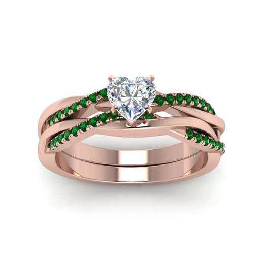heart-shaped-Infinity-twist-diamond-matching-bridal-set-with-emerald-in-14K-rose-gold-FD8253HTGEMGR-NL-RG