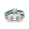Load image into Gallery viewer, heart-shaped-Infinity-twist-diamond-matching-bridal-set-with-emerald-in-14K-white-gold-FD8253HTGEMGR-NL-WG
