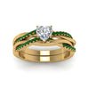 Load image into Gallery viewer, heart-shaped-Infinity-twist-diamond-matching-bridal-set-with-emerald-in-14K-yellow-gold-FD8253HTGEMGR-NL-YG