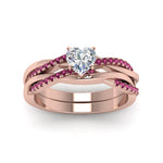 Load image into Gallery viewer, heart-shaped-Infinity-twist-diamond-matching-bridal-set-with-pink-sapphire-in-14K-rose-gold-FD8253HTGSADRPI-NL-RG
