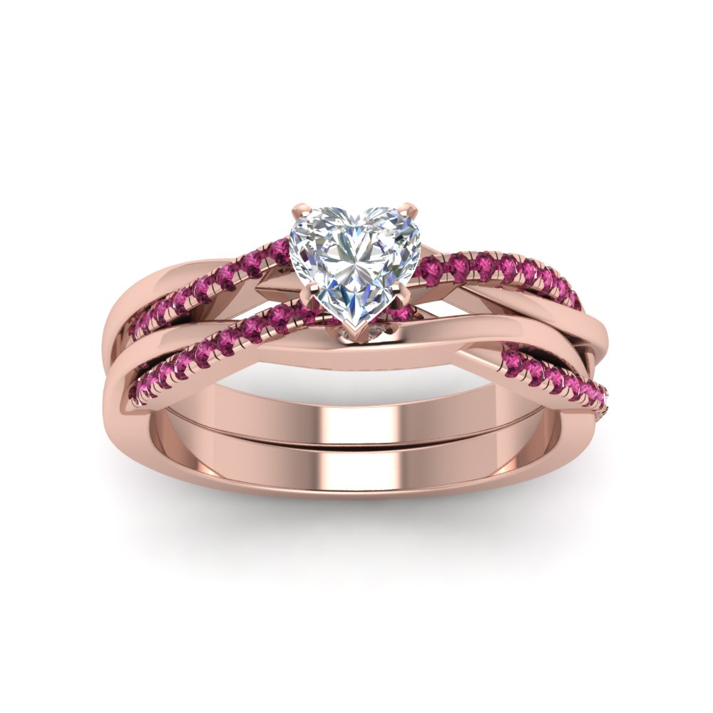 heart-shaped-Infinity-twist-diamond-matching-bridal-set-with-pink-sapphire-in-14K-rose-gold-FD8253HTGSADRPI-NL-RG