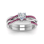 Load image into Gallery viewer, heart-shaped-Infinity-twist-diamond-matching-bridal-set-with-pink-sapphire-in-950-Platinum-FD8253HTGSADRPI-NL-WG
