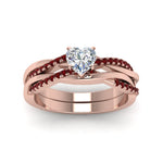 Load image into Gallery viewer, heart-shaped-Infinity-twist-diamond-matching-bridal-set-with-ruby-in-14K-rose-gold-FD8253HTGRUDR-NL-RG
