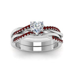 Load image into Gallery viewer, heart-shaped-Infinity-twist-diamond-matching-bridal-set-with-ruby-in-14K-white-gold-FD8253HTGRUDR-NL-WG
