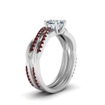 Load image into Gallery viewer, heart-shaped-Infinity-twist-diamond-matching-bridal-set-with-ruby-in-14K-white-gold-FD8253HTGRUDR-NL-WG
