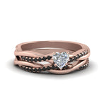 Load image into Gallery viewer, heart-shaped-Infinity-twist-matching-bridal-set-with-black-diamond-in-14K-rose-gold-FD8253HTGBLACK-NL-RG
