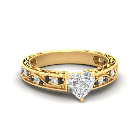 Heart Shaped Lab Grown Antique Filigree Engagement Ring