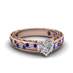 Load image into Gallery viewer, heart-shaped-antique-filigree-diamond-ring-with-blue-sapphire-in-14K-rose-gold-FDENS3543HTRGSABL-NL-RG
