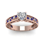 Load image into Gallery viewer, heart-shaped-antique-filigree-diamond-ring-with-blue-sapphire-in-14K-rose-gold-FDENS3543HTRGSABLANGLE5-NL-RG_8d27f65d-1486-4ad4-aba4-f3388cf25f2e
