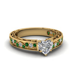 Load image into Gallery viewer, heart-shaped-antique-filigree-diamond-ring-with-emerald-in-14K-yellow-gold-FDENS3543HTRGEMGR-NL-YG_9c695cb6-8741-416d-bb0a-33588ff51dc2
