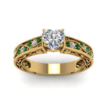 Load image into Gallery viewer, heart-shaped-antique-filigree-diamond-ring-with-emerald-in-14K-yellow-gold-FDENS3543HTRGEMGRANGLE5-NL-YG_066443d5-1dbf-4eca-b340-76006b8d735a

