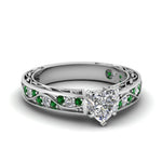 Load image into Gallery viewer, heart-shaped-antique-filigree-diamond-ring-with-emerald-in-950-platinum-FDENS3543HTRGEMGR-NL-WG
