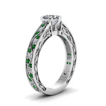 Load image into Gallery viewer, heart-shaped-antique-filigree-diamond-ring-with-emerald-in-950-platinum-FDENS3543HTRGEMGRANGLE2-NL-WG
