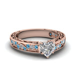 Load image into Gallery viewer, heart-shaped-antique-filigree-diamond-ring-with-ice-blue-topaz-in-14K-rose-gold-FDENS3543HTRGICBLTO-NL-RG
