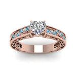 Load image into Gallery viewer, heart-shaped-antique-filigree-diamond-ring-with-ice-blue-topaz-in-14K-rose-gold-FDENS3543HTRGICBLTOANGLE5-NL-RG
