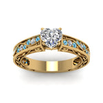 Load image into Gallery viewer, heart-shaped-antique-filigree-diamond-ring-with-ice-blue-topaz-in-14K-yellow-gold-FDENS3543HTRGICBLTOANGLE5-NL-YG_9276df99-3ab1-48f6-877b-120fba4e27d6
