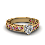 Load image into Gallery viewer, heart-shaped-antique-filigree-diamond-ring-with-pink-sapphire-in-14K-yellow-gold-FDENS3543HTRGSADRPI-NL-YG
