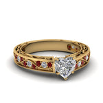 Load image into Gallery viewer, heart-shaped-antique-filigree-diamond-ring-with-ruby-in-14K-yellow-gold-FDENS3543HTRGRUDR-NL-YG
