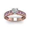 Load image into Gallery viewer, heart-shaped-antique-filigree-diamond-ring-with-violac-topaz-in-14K-rose-gold-FDENS3543HTRGVITOANGLE5-NL-RG_fe2e5237-9d55-4f10-bd52-894d8da213db