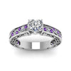 Load image into Gallery viewer, heart-shaped-antique-filigree-diamond-ring-with-violac-topaz-in-14K-white-gold-FDENS3543HTRGVITOANGLE5-NL-WG_535aabb4-8728-4a3d-b532-7731fe327c42